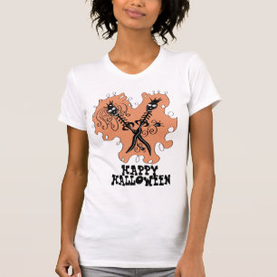 Schattige Skelet Koppels Blade Doodle Fijne Hallow T-shirt