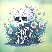 Schattige skelet venster Cling Raamsticker (Vel 3)