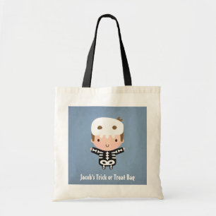 Schattige skeletjongen trick-or-treat Halloween-ta Tote Bag