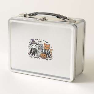 Schattige Skeletkatten Halloween Vintage Gravure S