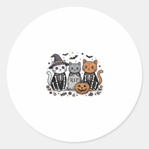 Schattige Skeletkatten Halloween Vintage Gravure S Ronde Sticker