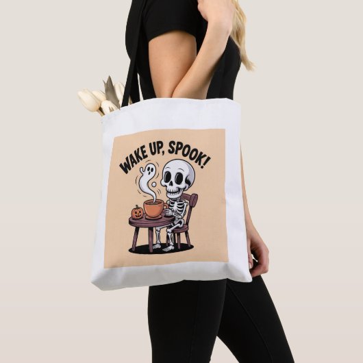 Schattige Skeleton Coffee Canvas tas (Dichtbij)