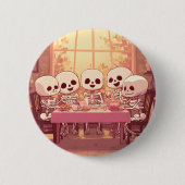 Schattige Skeleton Dinner Party - Button (Voorkant)