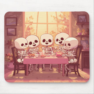 Schattige Skeleton Dinner Party - Mousepad Muismat