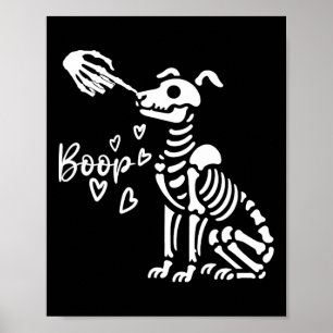 Schattige Skeleton Hand Boop Dog Funny Halloween Poster