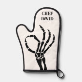 Schattige Skeleton Hand OK Teken Chef Funny Skull Ovenwant (Voorkant)