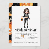 Schattige Skeleton Kind op Halloween in kostuum Kaart (Voorkant / Achterkant)