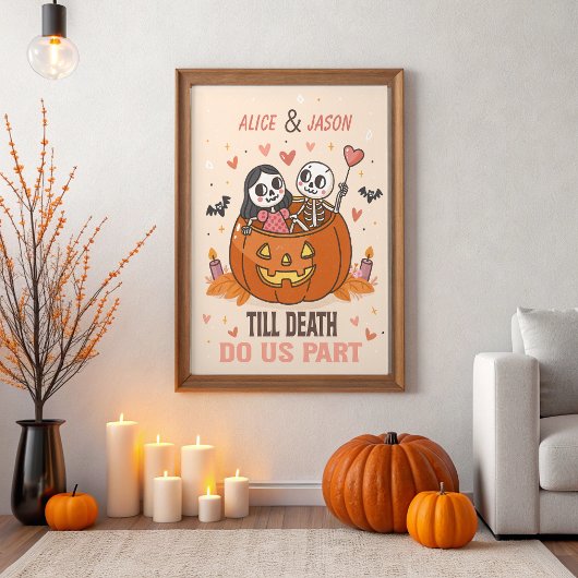 Schattige Skeleton Paar Halloween bruiloft Jubileu Poster