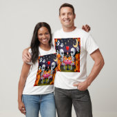 Schattige Skeleton Paar Halloween Valentijn T-shirt (Unisex)