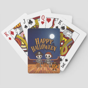schattige skeletten en pompoen Halloween Pokerkaarten