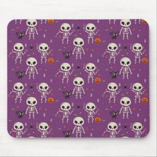 Schattige skeletten Halloween patroon paars Muismat