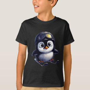Schattige ski-pinguïn winteravonturen bemanning t-shirt