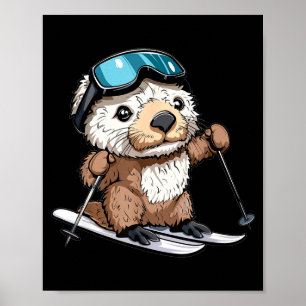 Schattige skiende zeeotter poster