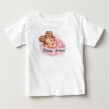 Schattige Slaande Baby Meisje op Roze Wolk Kunst