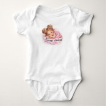 Schattige Slaande Baby Meisje op Roze Wolk Kunst