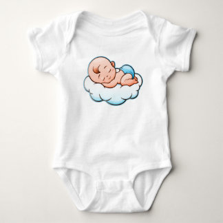 Schattige Slaande Baby op Blauwe Wolk - Slaap Lekk Romper