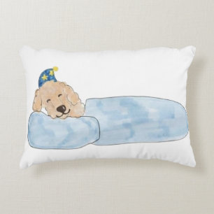 Schattige Slaande Hond in Nachtmuts Watercolor Ill Accent Kussen