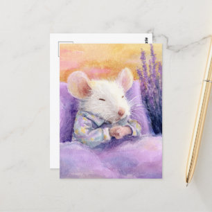 Schattige Slaande Witte Muis Briefkaart
