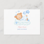 Schattige Slaap Teddybeer Op Wolken Jongere Luiers Informatiekaartje (Achterkant)