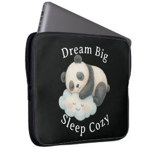 Schattige Slaapdronken Panda op Wolk Waterverf Laptop Sleeve