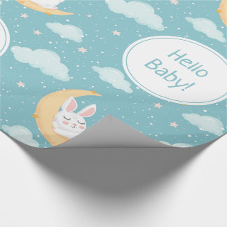 Schattige slaapkonijn op de maan cadeaupapier