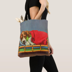 schattige slaappuppy print draagtas