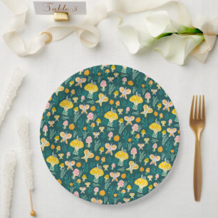 Schattige slakkenpaddestoel vlinder Schattige BABY Papieren Bordje