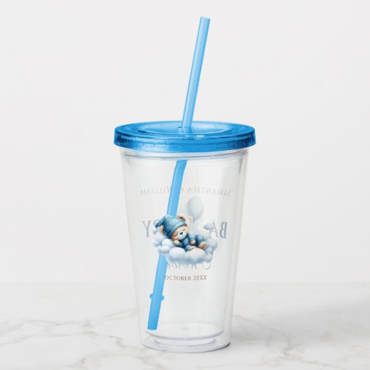 Schattige Slapen Beer Acryl Tumbler Baby shower Acryl Drinkbeker (Achterkant)