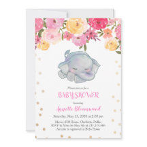 Schattige Slapen Olifant Roze Bloemen Baby shower