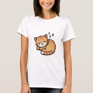 Schattige Slapen Sinaasappel Tabby Cat Vrouwen T-S T-shirt