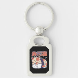 Schattige Slapen Sushi Kat Kitten Aziatisch Voedse Sleutelhanger