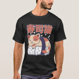 Schattige Slapen Sushi Kat Kitten Aziatisch Voedse T-shirt