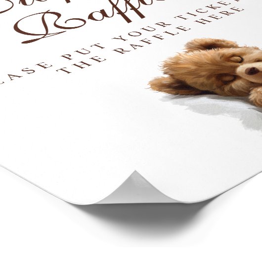 Schattige slapen Teddy Bear Luier Raffle Teken Poster (Hoek)