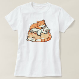 Schattige slapende gemberkatjes stapel Kawaii Illu T-shirt