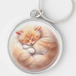 schattige slapende kat sleutelhanger