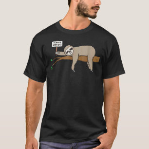 Schattige slapende luiaard grappige luie vermoeide t-shirt