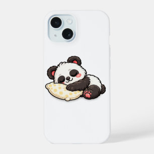 Schattige slapende panda met kussen iPhone 15 hoesje