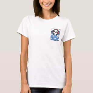 Schattige slapende panda met rode koptelefoon t-shirt