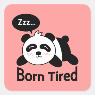 Schattige slapende panda, moe geboren vierkante sticker