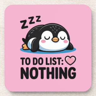 schattige slapende pinguïn, takenlijst niets bier onderzetter