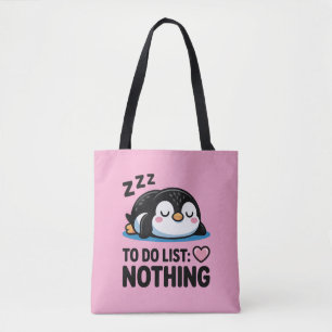 schattige slapende pinguïn, takenlijst niets draagtas