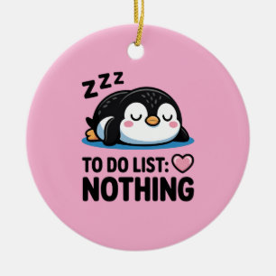 schattige slapende pinguïn, takenlijst niets keramisch ornament