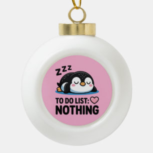 schattige slapende pinguïn, takenlijst niets keramische bal ornament