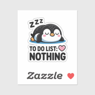 schattige slapende pinguïn, takenlijst niets sticker