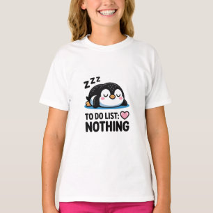 schattige slapende pinguïn, takenlijst niets t-shirt