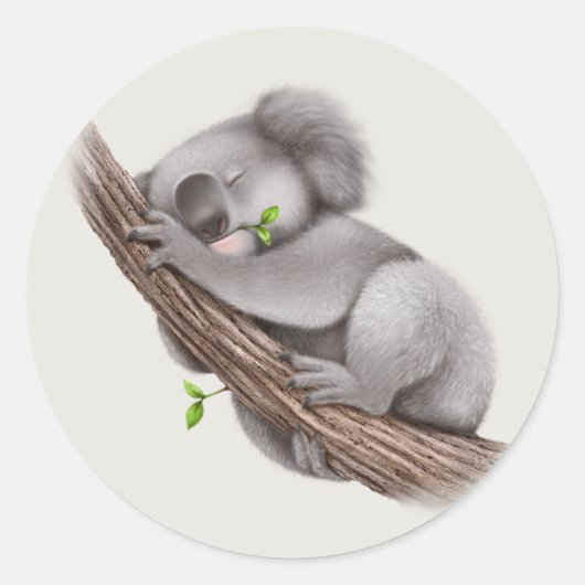 Schattige slaperig Koala Beer Ronde Sticker (Voorkant)