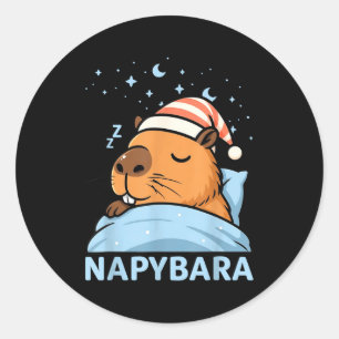 Schattige Slaperige Capybara Grappige Napybara Pyj Ronde Sticker