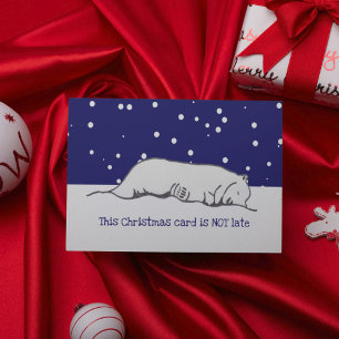 Schattige Slaperige Ijsbeer Laat Kerstmis Vakantie Feestdagen Kaart