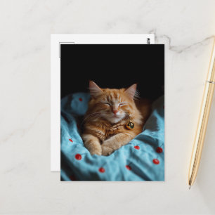 Schattige slaperige kaneelkleurige kat  briefkaart