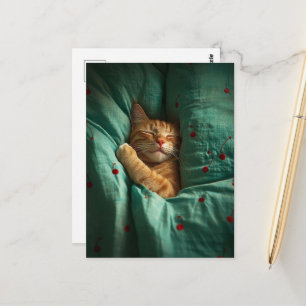 Schattige slaperige oranje kat briefkaart